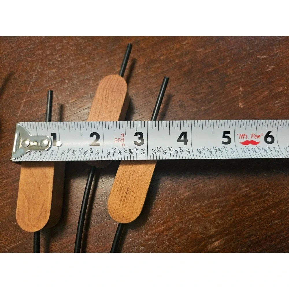 Handmade Wooden Cattail Floral Picks Set of 6 Brown Mid Century Modern Decor